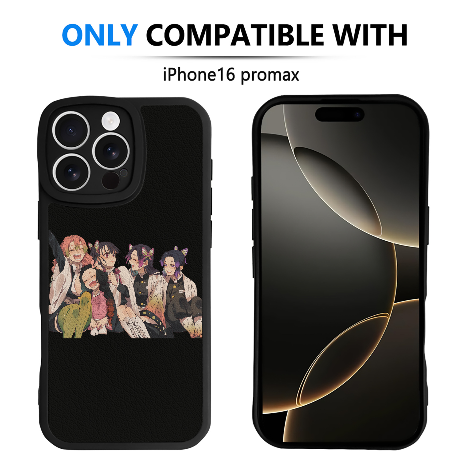 （画像用） 鬼滅の刃（きめつのやいば）蟲柱-胡蝶 しのぶ／こちょう しのぶ Kochou Shinobu 【iPhone 16シリーズ対応】シリコンスマホケース（レザー調） 材質：シリコン
